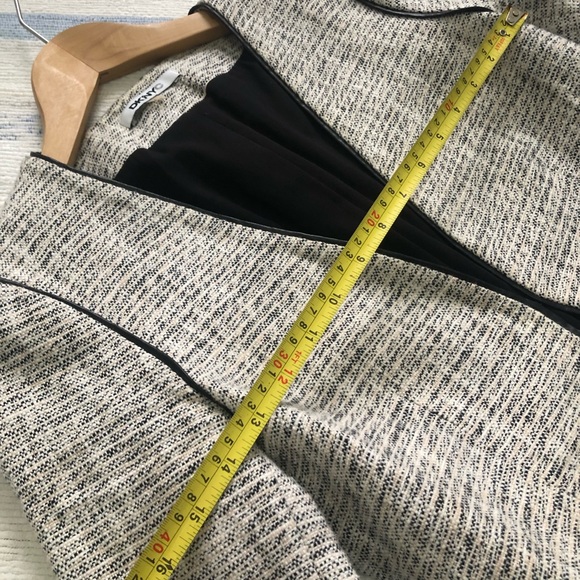 DKNYC Womens Faux-Leather Trim Tweed Jacket - Picture 7 of 7